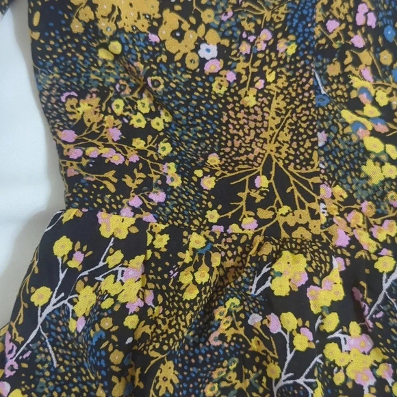 Urban Outfitters Paulina Floral Square Neck Romper, Color Black/Yellow Size SP - Picture 8 of 15